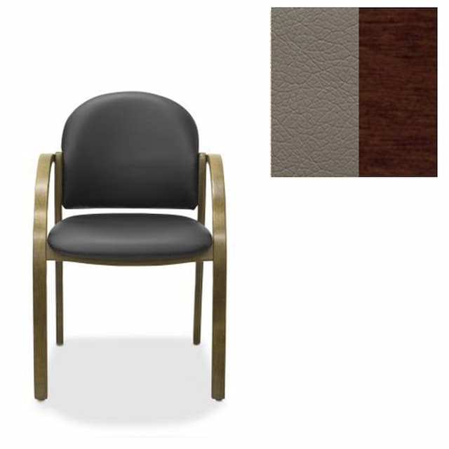 Офисный стул Юнитекс Джуно экокожа премиум серо-коричневая CN6/дерево-орех гамильтон