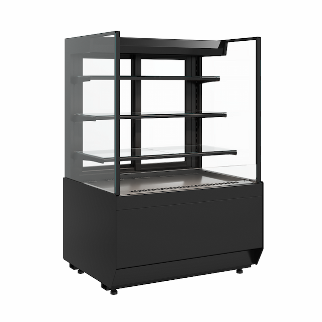 Витрина холодильная Carboma Cube 2 KC70 VM 1,3-2 STANDARD открытая прямая боковина (версия 2.0) (9005)