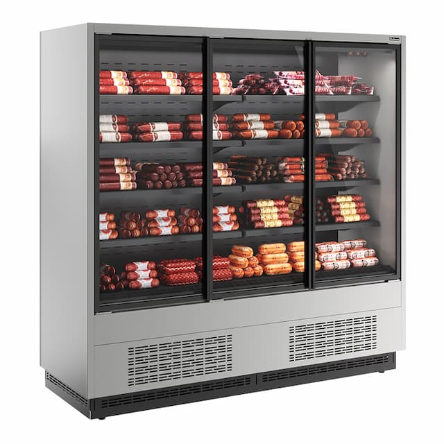 Витрина холодильная Carboma FC20-07 VV 1,9-1 0030 боковина металлическая с зеркалом (9006-9005) Cube 2 STANDARD фронт X1