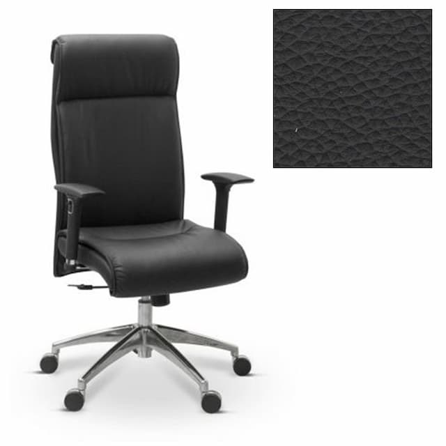 Кресло руководителя Юнитекс Dark 3D подлокотники натуральная кожа с компаньоном черная