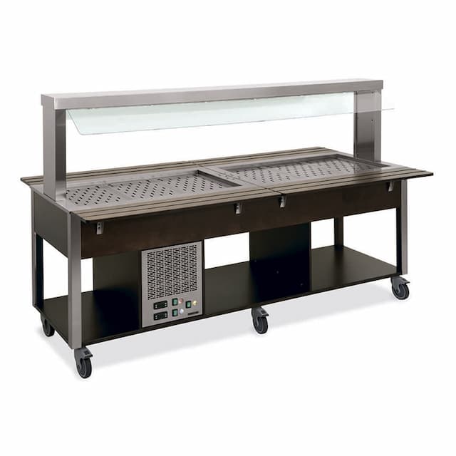 Стол Шведский комбинированный (защитное стекло статичное) MetalCarrelli 6920.6F3-R (дуб) 